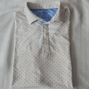 Johnnie-O White and Blue Patterned Polo Shirt